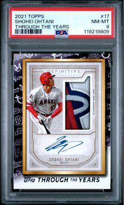 2021 Topps Through the Years #17 Shohei Ohtani graded PSA 8 (NM-MT).