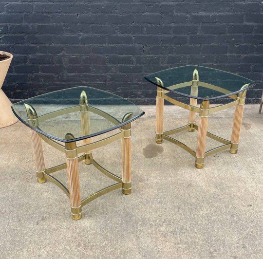 Pair of Italian Mid-Century Modern Brass Horn Style Side Tables, c.1970’s - Delivery Available