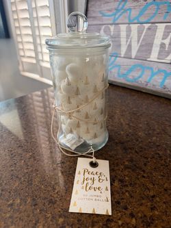 Glass Apothecary Jar with 60 Jumbo Cotton Balls