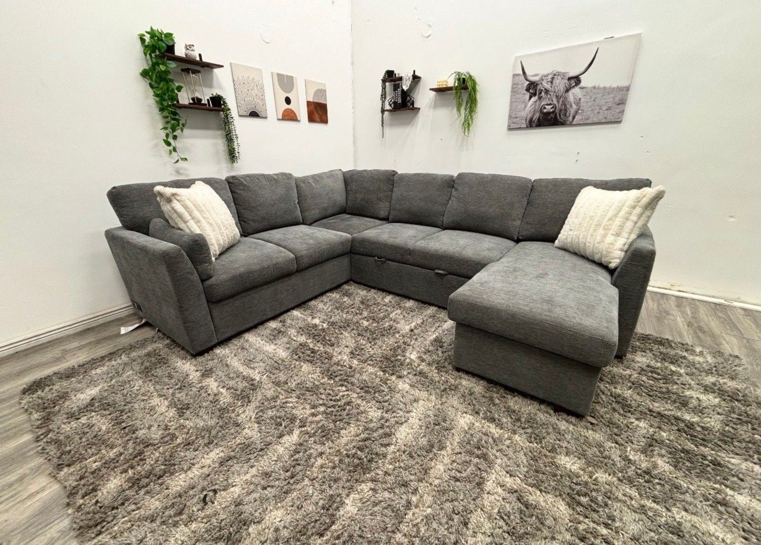 Gray Sleeper Sectional Couch - Free Delivery