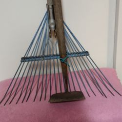 Metal Leaf Rake And Garden Hoe 