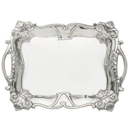 Arthur Court Designs Aluminum Fleur-De-Lis Rectangle Tray - Silver