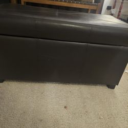 Chocolate Leather Storage Bench