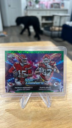 Patrick Mahomes & Travis Kelce 2025 Topps Cosmic Star Clusters Green Space Dust SP 5/75
