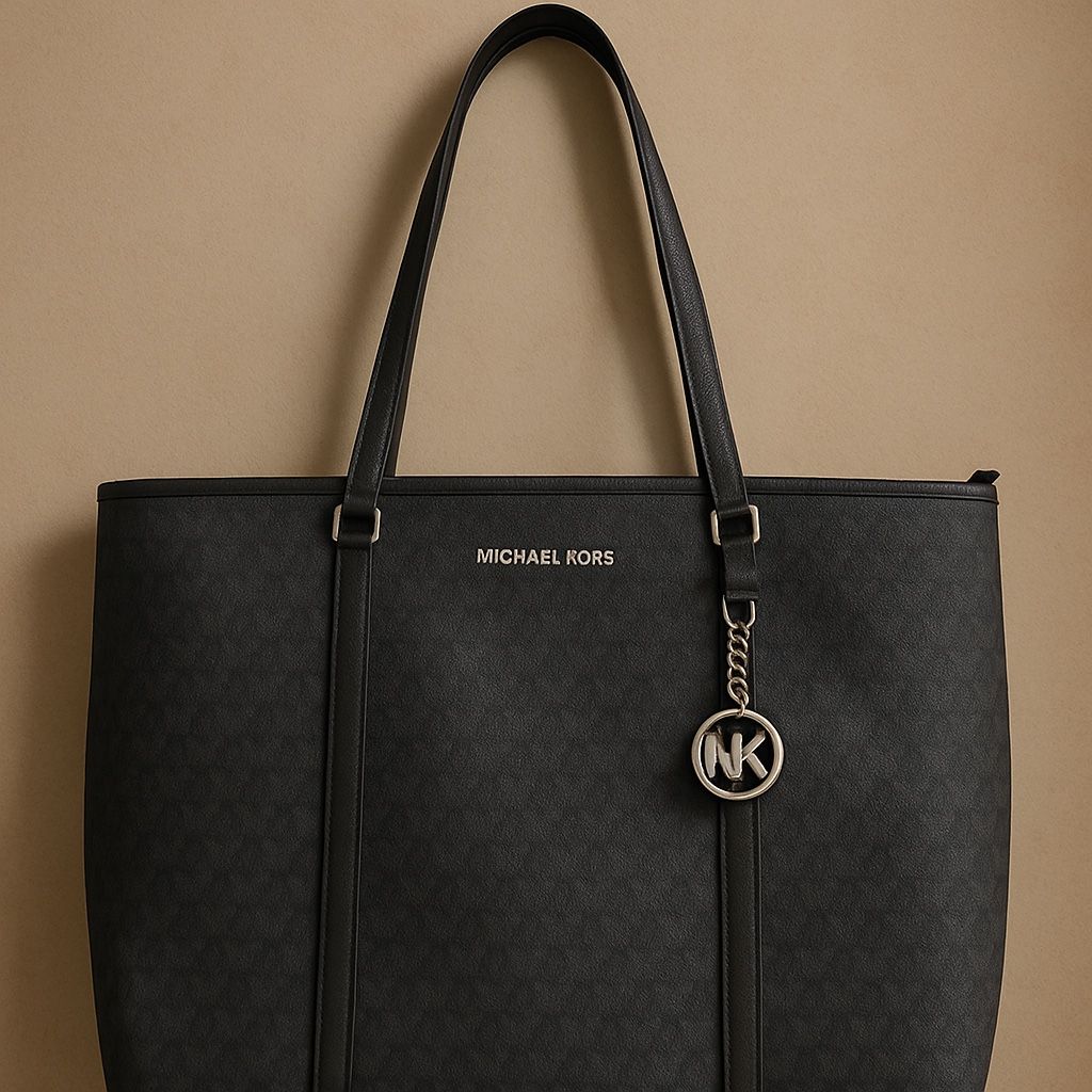 Michael Kors Jet Set Tote – Classic Black Logo with Charm