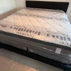 KING SIZE MATTRESS PILLOW TOP WITH BOX SPRING SET NEW King Mattress 12 Inches Free Boxspring 