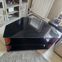 Glass Table Top 3  Shelf TV stand