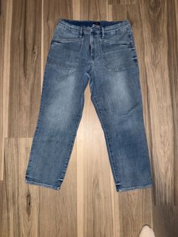 Express Women's Straight Ankle Jeans in Mid Blue