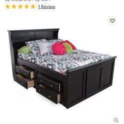 Full bookshelf bed frame with under storage and 8 drawers