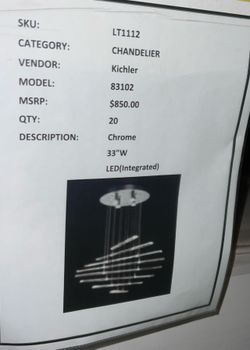NEW Kichler 83102 LED Chandelier - 20 Available