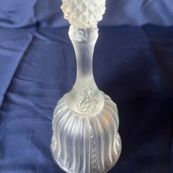 Vintage Fenton satin frosted glass embossed ribbed  bell 
