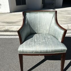 Vintage Silk Upholstered Barrel-Back Chairs – $25 Each (2 Available)