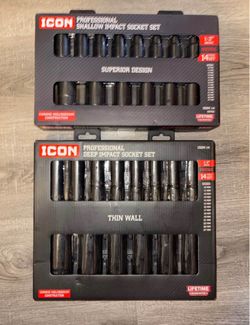 Icon 28pc 1/2 Shallow/Deep Impact Sockets (metric)