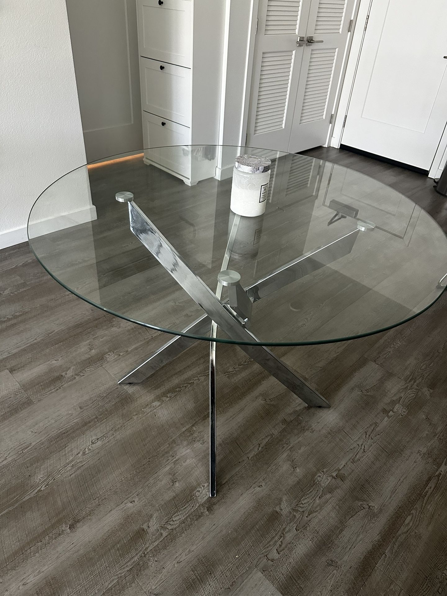 Glass & Metal Legs Dining Table