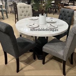 5 Pc Marble Dining Table Set Brand New In Box