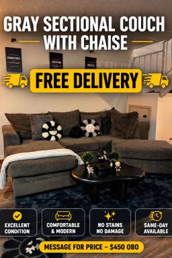 Q Gray Sectional Couch – FREE Delivery