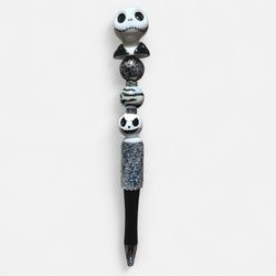Jack Skellington Beaded Ballpoint Twist Pen Focal Bead Black