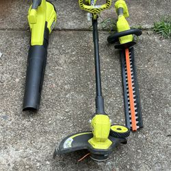 Ryobi 18 V string trimmer, hedge trimmer, leaf blower (Tools only)used 80
