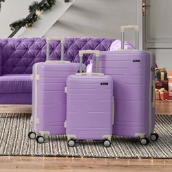 3 Piece Luggage Set, Purple