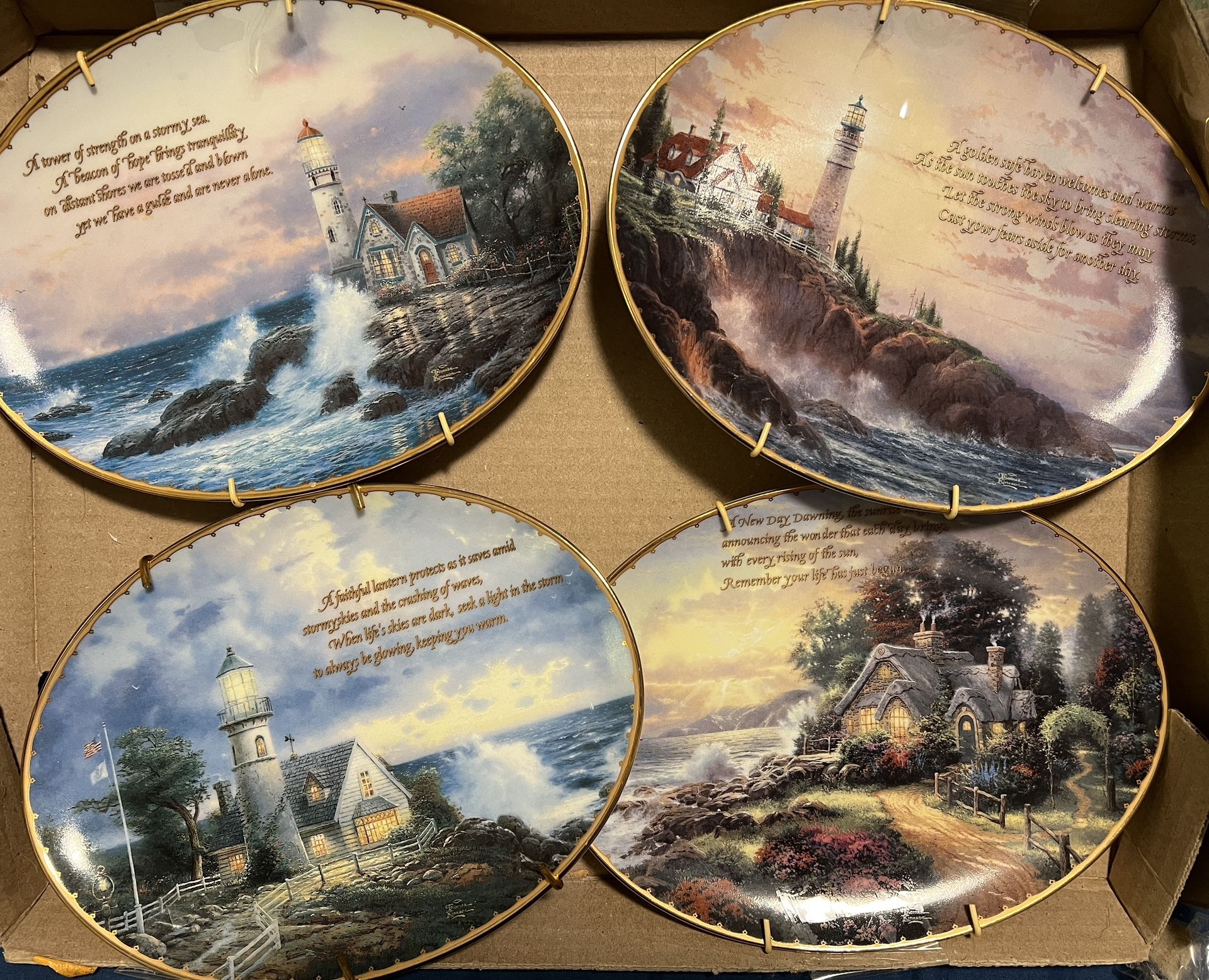4 LIMITED EDITION COLLECTIBLE THOMAS KINKADE PLATES TO HANG