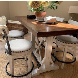 By Ashley Signature Brown/White Counter Height Dining Table And Bar Stools Valebeck🥂5 Piece Kitchen/ Dining Room Set 💥 Fastest Delivery 🚚 İn Box ☑️