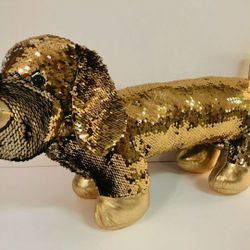 Dan Dee Collectors Choice Sequin Gold/Rose Gold Wiener Dachshund Plush Dog  