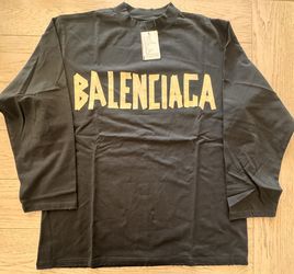 Balenciaga Tape Logo Long Sleeve Shirt Black Yellow – Size L – New w/ Tags