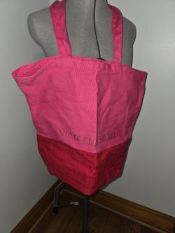 Victorias Secret Canvas Bag Red Pink Metallic  Tote
