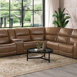 Brand New Top Grain Leather Reclining Sectional Sofa