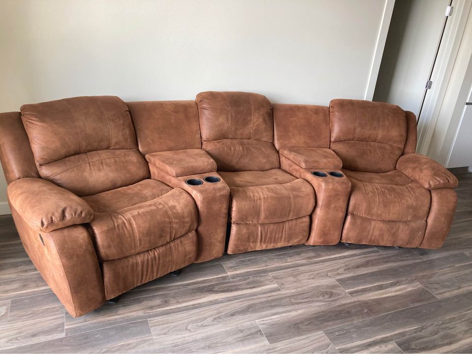 5 piece soft leather recliner sofa