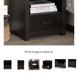 Bienna 1-Drawer Wenge Dark Brown Nightstand. 8265