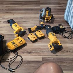 USED DEWALT TOOL, WITH BATTERIES AND CHARGERS