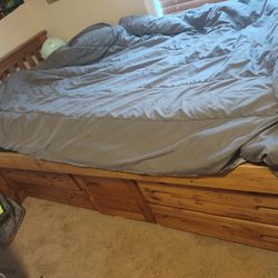 Twin All Wood Captain's Bed