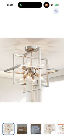 Farmhouse 8- light brushed nickel ceiling light