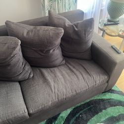 Design Within Reach Muse Sofa Couch in Charcoal Grey 100% Linen - $1,500