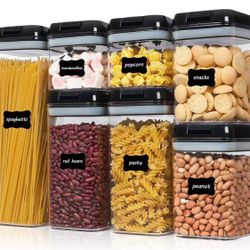 Vtopmart Sealed Snack and Food Storage Jars 7pcs 7pcs BPA Free Food Grade Plastic Cereal Jars