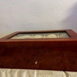 Red Luxury Wooden Watch Box for 24 Watches/Bracelets, Rings W/ pillows