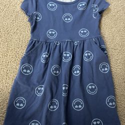 Blue Smiley Toddler Dress XS (4T)