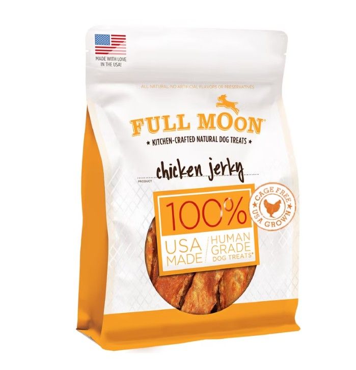 Full Moon Chicken Jerky.
Kitchen Crafted Natural Dog Treats.
1.5 Lbs(24oz) Bags.