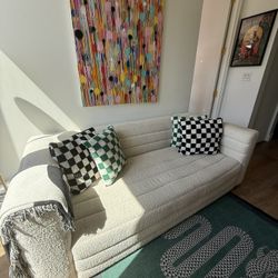 CB2 Strato 80” Channeled Ivory Sofa 