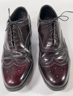 Vtg Florsheim Imperial Burgundy Leather Wingtip Brogue Oxford Dress Shoe Men 10D