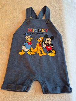 NEW! Disney, Mickey and Friends Baby Overalls, Size 3-6 mo