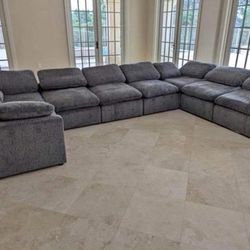 New 8 Piece Cloud Sectional.  Grey.  Free Delivery!