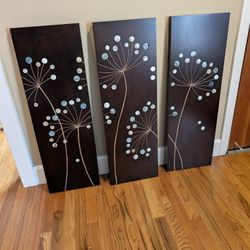 Beautiful 3 Panel Wooden Wall Art