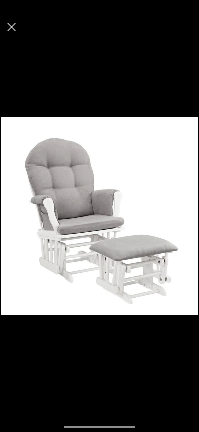 new Angel Line Windsor Glider and Ottoman, White Finish and Gray Cushion