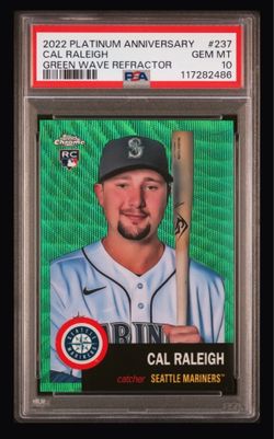2022 Topps Chrome Platinum Cal Raleigh Green Wave Refractor /99 PSA 10
