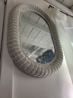 Cottage French Country Wicker Mirror
