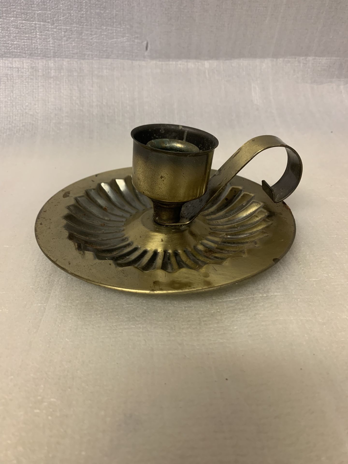 Vintage Homco Brand Rustic Metal Candlestick Holder Colonial Style