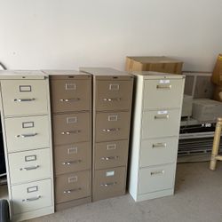 1 Left Commercial Grade 4 Door File Cabinets