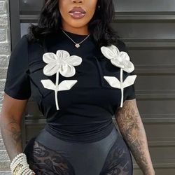 Iamdoyleyboutique Black Shirt With Pattern Available In Medium And Large